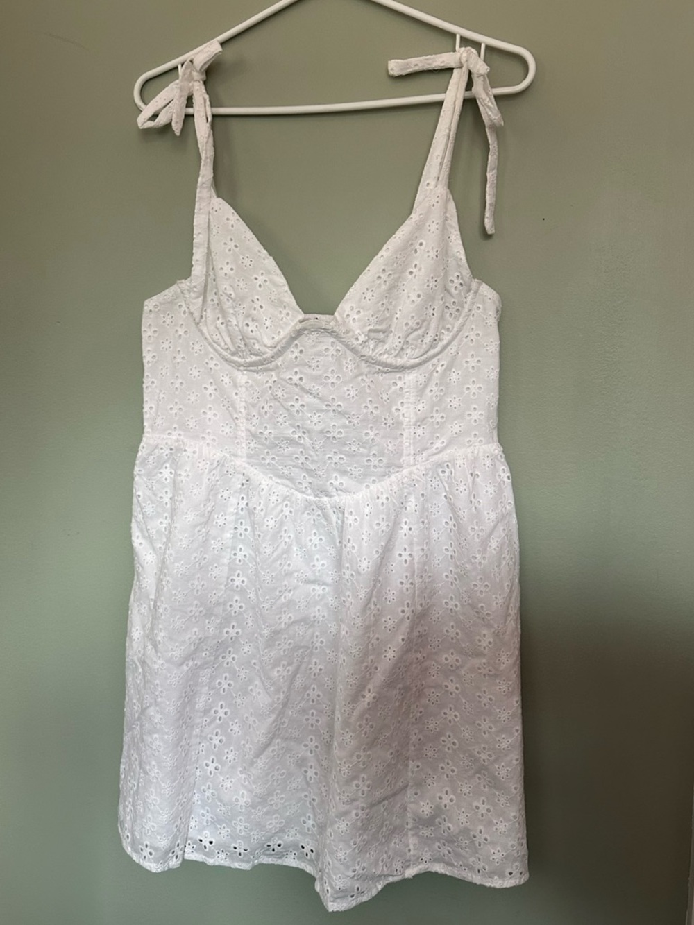Garage White Eyelet Tie-Strap Chemise